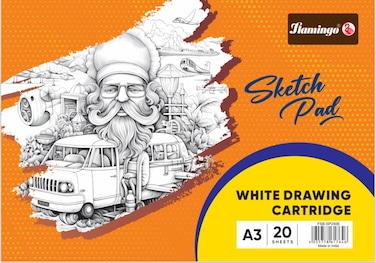 FITTO Premium White Drawing Cartridge Sketch Pad - 20 Sheets, Smooth 100 GSM Paper for Pencil, Charcoal, Ink &amp; Watercolor - Acid-Free, Ideal for Artists, Designers &amp; Students
