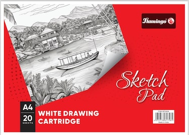 FITTO Premium White Drawing Cartridge Sketch Pad - 20 Sheets, Smooth 100 GSM Paper for Pencil, Charcoal, Ink &amp; Watercolor - Acid-Free, Ideal for Artists, Designers &amp; Students