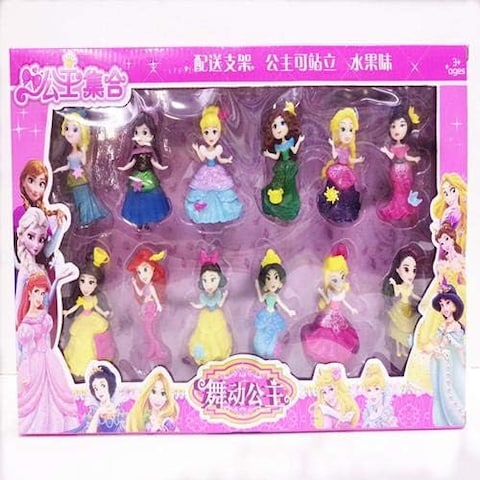 Fitto 12-Piece Princess Doll Set &ndash; Soft Glue Dolls for Girls, Perfect for Pretend Play, Dance &amp; Dress-Up, Princess-Themed Toy Set, Ideal Gift for Kids Ages 3+.