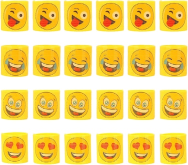 Fitto Mini Slinky Emoji Silly Faces Springs Toy &ndash; 24 Pack, Fun Party Bag Filler, Ideal for Kids' Birthday Party, Stocking Stuffer, Classroom Rewards, and Carnival Prizes