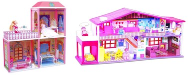 Fitto Plastic My Pretty Doll House Play Set for Girls (110 Pcs) Multicolor &amp; Toyzone Dollhouse Set (50 Pcs) &ndash; Fun Pretend Play &amp; Building Set for Kids, Educational Toy for Girls Ages 3+