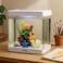 FITTO Aquarium - White, 8 Litre Capacity, 24x17x28.5 cm, Full Set Table Top Fish Tank with Energy-Saving Colorful LED Light, Top Water Filter, Air Blower, and Feeding Hole &ndash; Perfect for Small Fishes