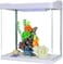 FITTO Aquarium - White, 8 Litre Capacity, 24x17x28.5 cm, Full Set Table Top Fish Tank with Energy-Saving Colorful LED Light, Top Water Filter, Air Blower, and Feeding Hole &ndash; Perfect for Small Fishes