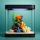 FITTO Aquarium - Black, 8 Litre Capacity, 24x17x28.5 cm, Full Set Table Top Fish Tank with Energy-Saving Colorful LED Light, Top Water Filter, Air Blower, and Feeding Hole &ndash; Perfect for Small Fishes