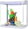 FITTO Aquarium - White, 30 Litre Capacity, 38x32.4x42.5cm, Full Set Table Top Fish Tank with Energy-Saving Colorful LED Light, Top Water Filter, Air Blower, and Feeding Hole &ndash; Perfect for Small Fishes