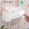 FITTO Toothbrush Holder, 5 Slots 2 Cups, Space-Saving Wall-Mounted Toothpaste Holder with Dust Protection Cover, Drain Holes, Suction Hook, Multifunctional Bathroom Organizer