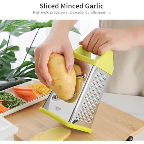 FITTO 3 Pcs Hand Grater with Box, Large-Capacity Food Grater for Cabbage, Carrot, Potato, Cucumber Slicing, Cheese Shredders, Durable Stainless Steel, Comfortable Handle, Non-Slip Edge