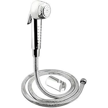 Fitto Premium Chrome-Plated Plastic Shattaf Set with Hose & Wall Bracket - Handheld Bidet Sprayer for Bathroom Hygiene