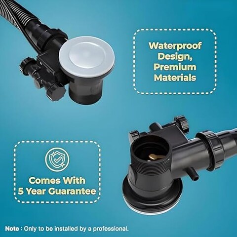 Fitto Automatic Bathtub Waste with Brass Overflow and Drain - Durable Bathroom Drainage System, Easy Installation, Brass Components, Universal Fit for Standard Tubs, Anti-Clog Design