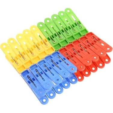 FITTO Plastic Clothing Pegs, 20 Pcs Durable Clothes Pins with Metal Grip, Multi-Colored Plastic Clothespins for Drying Laundry and Everyday Use
