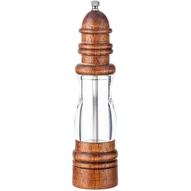FITTO 8" Acacia Wood Salt or Pepper Grinder &ndash; Adjustable Ceramic Core with Acrylic Display for Kitchen, Home, and Restaurant