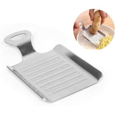 FITTO Small Stainless Steel Grater &ndash; Multi-Purpose Garlic, Ginger, Cheese, Nutmeg, and Chocolate Grater for Kitchen, Dishwasher Safe, Silver