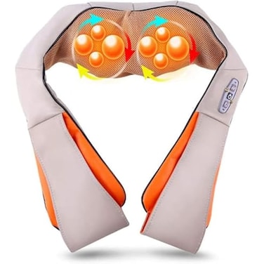 FITTO Electric Neck Massager with Shiatsu 4D Rotation, Heat Function & 3 Intensities for Shoulder and Neck Pain Relief – Relaxing Fatigue at Home, Office, or Car