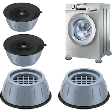 FITTO Anti Vibration Pads for Washer Dryer – 4pc Set, Slip Resistant, Noise & Vibration Reducing Rubber Feet, Shock Absorbing, Durable Washer Accessories - Grey