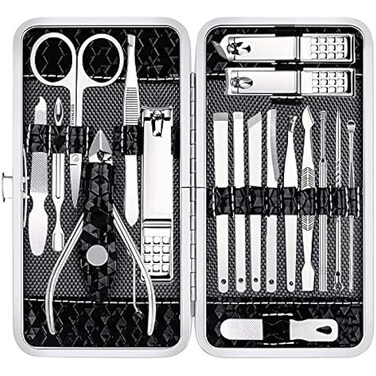 Nail Clippers Set, 18-Piece Stainless Steel Professional Manicure and Pedicure Kit, Fingernail & Toenail Clipper Cutters with Luxurious Travel Case, Grooming Tools for Men & Women by FITTO