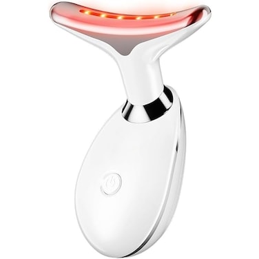 FITTO White Neck Face Massager, Face Sculpting Tool with 3 Color Modes,Ergonomic Design for Neck & Jawline, Rechargeable LED for Beauty & Relaxation