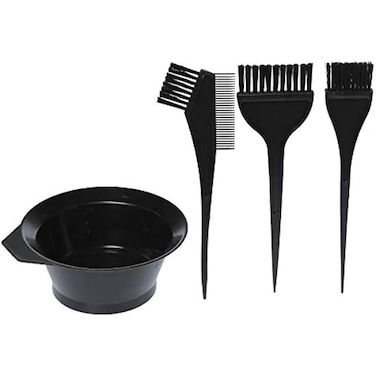 FITTO 4 Pieces Hair Dye Brush Kit &ndash; Professional Black Hair Coloring Brushes with Flexible Bristles, Ideal for DIY Home Salon Use, Precision Application, and Easy Clean-Up