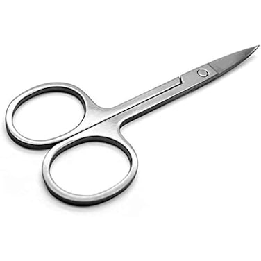 FITTO Stainless Steel Scissor with Curved Sharp Edge Blades for Precise Eyebrow Shaping, Professional Eyebrow Trimming Tool, Durable and Easy to Use, Perfect for Eyebrow, Nose, and Facial Hair Care