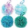 FITTO 4 Pack Bath Shower Sponge Exfoliating, Soft & Durable Body Scrub Sponge, Ideal for Gentle Skin Care & Exfoliation, Perfect Bathroom Accessories