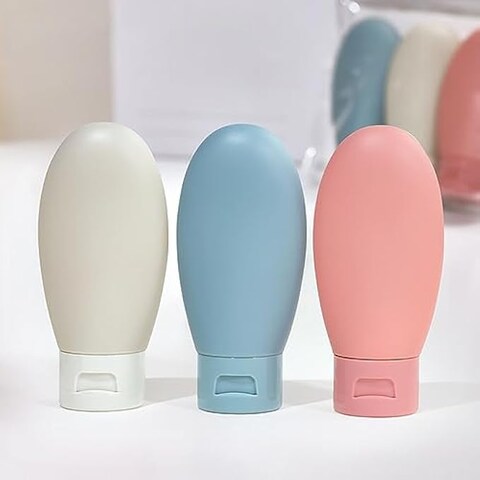 FITTO 3 Pack Portable Travel Bottles for Toiletries, Leakproof Refillable 60ml/2.02oz, Travel Size Containers for Shampoo, Conditioner, Lotion, and Liquid Soap, Compact &amp; Convenient (assorted colors)