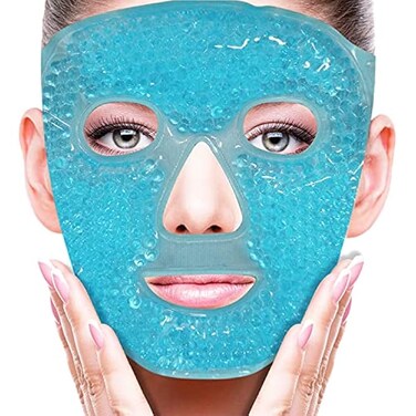 FITTO Cold Face Eye Mask Ice Pack - Reusable Gel Beads Cooling Compress for Puffy Eyes, Dark Circles, Sinus Relief, Face Puffiness Reduction, Hot & Cold Therapy for Relaxation, Pain Relief