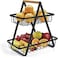 FITTO 2-Tier Countertop Fruit Basket Storage, Vegetable Rack &ndash; Black, Stylish and Space-Saving Design for Kitchen Organization, Fresh Produce Holder, Sturdy Metal Frame for Fruits &amp; Veggies