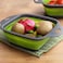 FITTO Foldable Fruit & Vegetable Washing Basket Strainer, Portable Silicone Colander Collapsible Drainer with Handle - Kitchen Tools for Easy Cleaning & Draining