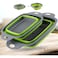 FITTO Foldable Fruit & Vegetable Washing Basket Strainer, Portable Silicone Colander Collapsible Drainer with Handle - Kitchen Tools for Easy Cleaning & Draining