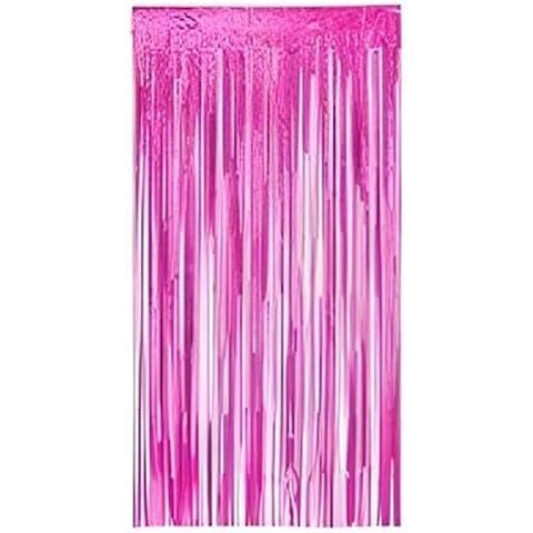 FITTO 1 Pack 1x2M Pink Metallic Foil Tinsel Fringe Curtain Backdrop-Perfect for Birthday,Wedding, Bachelorette, Anniversary Decorations-Shiny Curtain for Events & Celebrations assorted