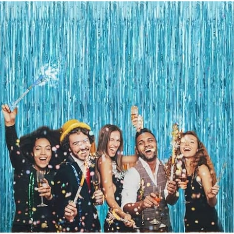 FITTO 1 Pack 1x2M Pink Metallic Foil Tinsel Fringe Curtain Backdrop-Perfect for Birthday,Wedding, Bachelorette, Anniversary Decorations-Shiny Curtain for Events & Celebrations assorted