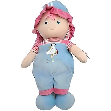 Fitto Blue Doll with Pink Hair Collectible Figurine for Kids Playroom Decor