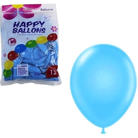 Fitto Matte Blue Latex Balloons 12 Inch 50 Pieces - Non-Toxic Durable Party Balloons for Weddings, Birthdays, Baby Showers, Special Occasions