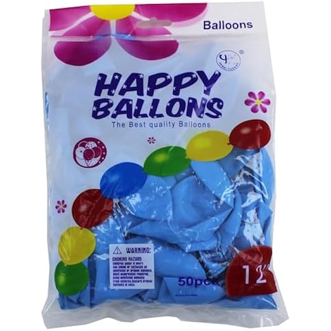 Fitto Matte Blue Latex Balloons 12 Inch 50 Pieces - Non-Toxic Durable Party Balloons for Weddings, Birthdays, Baby Showers, Special Occasions