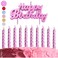 Fitto Pink Birthday Cake Candles Set &ndash; 10 Spiral Candles &amp; Happy Birthday Cake Topper for Kids Parties, Decoration, and Birthday Celebration