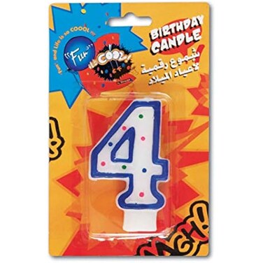 Fitto Birthday Candle - Number 4, Party Cake Topper, Birthday Greeting Candle, Kids &amp; Adults Birthday Party Decor