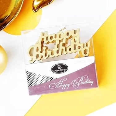Fitto 1Pc Happy Birthday Letter Candles &ndash; Gold Birthday Cake Decoration for Party, Birthday Cake Toppers, Fun Cake Candle Decor
