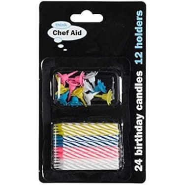 Fitto Birthday Candles 24 pcs + 12 Holders   Numeric Cake Candles & Holders for Birthday Party, Celebration, Party Supplies