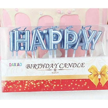 Fitto Blue Happy Birthday Candle Cake Topper &ndash; Birthday Cake Decoration &amp; Party Supplies, Blue Candle Topper, Cake Centerpiece
