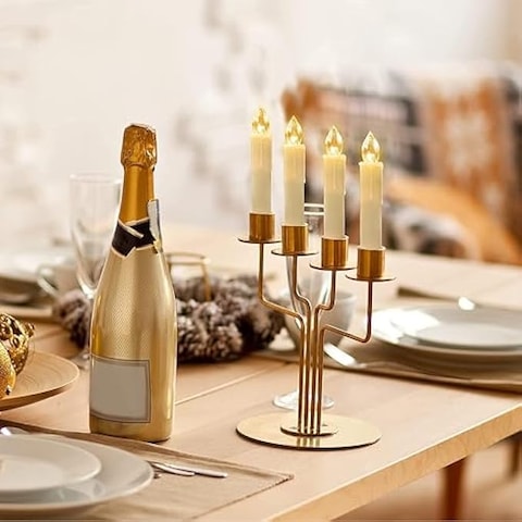 Fitto Battery Operated Plastic LED Candles 25 cm Beige – Flameless, Safe, Decorative & Long Lasting, pack of 12pcs