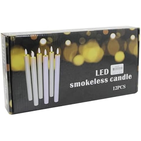 Fitto Battery Operated Plastic LED Candles 25 cm Beige – Flameless, Safe, Decorative & Long Lasting, pack of 12pcs