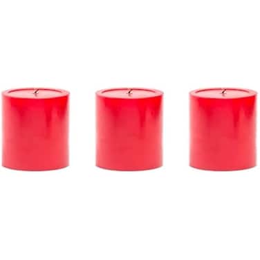 Fitto Pillar Candle Red Unscented 3 Piece Set 5x5cm for Home Decor, Weddings, Events &amp; Relaxation