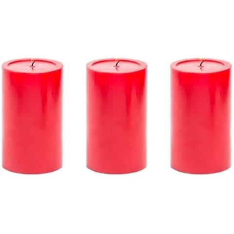 Fitto Red Pillar Candles 3 Piece Set Unscented Home Decor, Wedding & Event Candle, Long Burning Smokeless (5X7.5 CM)