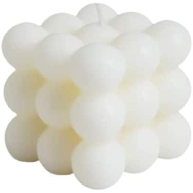 Fitto Bubble Cube Shaped Scented Wax Candle 5.6x5.3cm - Aesthetic Home &amp; Decor Candle for Ambience &ndash; White