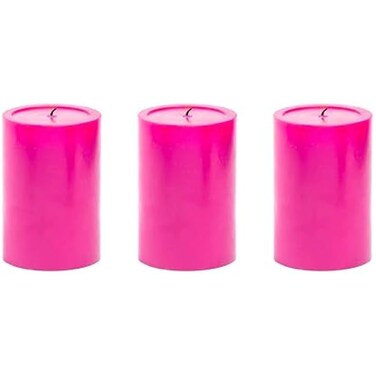 Fitto Pillar Candle Unscented Long Burning White Wax Candle for Home Decor, Centerpieces, Weddings, Relaxation &ndash; PINK CLR 5X7.5 CM