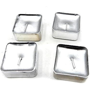 Fitto Tealight Square Candles Set of 12 &ndash; Silver Decorative Candles for Home, Party &amp; Event Lighting
