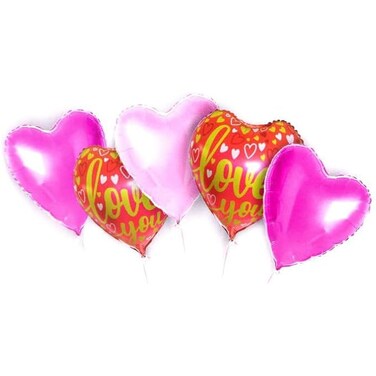 Fitto 18 Inch I Love You Foil Balloon Set for Parties &amp; Celebrations, pack of 5