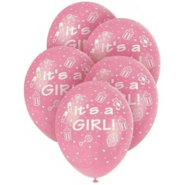 Fitto It's a Girl Balloons 12 Inch 12 Pcs Per Card - Baby Shower, Birthday, Gender Reveal Decor