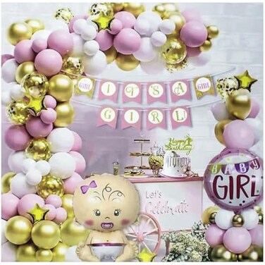 Fitto It's a Girl Balloon Card Pink Birthday Card for Girls