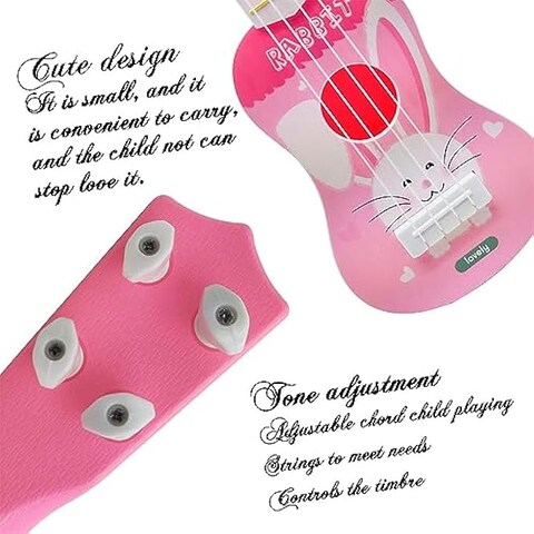 Fitto Plastic Cartoon Rabbit Mini Guitar Toy – Toddler Musical Instrument for Boys & Girls, Early Education, Kids Learning Music