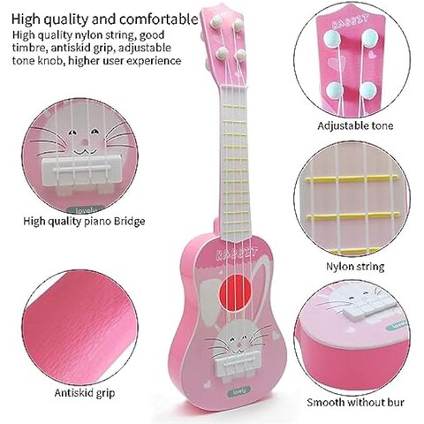 Fitto Plastic Cartoon Rabbit Mini Guitar Toy – Toddler Musical Instrument for Boys & Girls, Early Education, Kids Learning Music